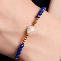 Lapis Lazuli, Perła, Hematyt - bransoletka na zdrowie, intuicję, duchowość - Duchowe Przebudzenie