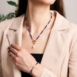 Komplet biżuterii z Lapis Lazuli i Perły — duchowość | Taliz