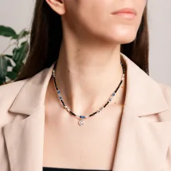 Akwamaryn, Kyanit, Jaspis, Turmalin, Hematyt - srebrny naszyjnik na zdrowie, odwagę, harmonię - Waga