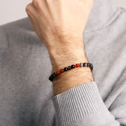 Obsydian, Agat, Hematyt - bransoletka męska na ochronę, siłę, intuicję - Ona i On