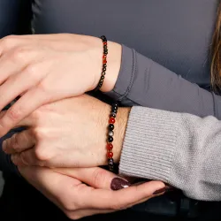 Obsydian, Agat, Hematyt - bransoletka męska na ochronę, siłę, intuicję - Ona i On