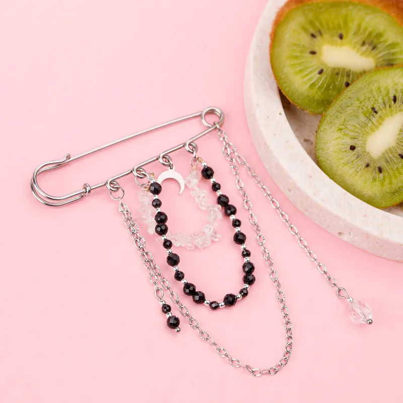 Tutmalin, Kryształ Górski, Hematyt - broszka na ochronę, bogactwo, uzdrowienie - Noa