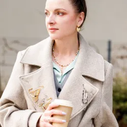 Tutmalin, Kryształ Górski, Hematyt - broszka na ochronę, bogactwo, uzdrowienie - Noa