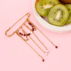 Granat, Perła, Hematyt - broszka na zdrowie, miłość, kreatywność - Noa