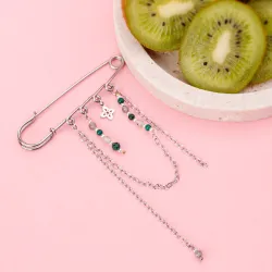 Malachit, Labradoryt, Hematyt - broszka na odwagę, siłę, spokój - Noa