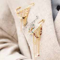 Malachit, Labradoryt, Hematyt - broszka na odwagę, siłę, spokój - Noa