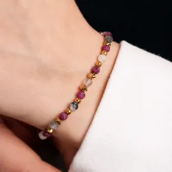 Rubin, Labradoryt, Kamień Księżycowy - bransoletka na radość, miłość, szczęście - Pocałunek Miłości