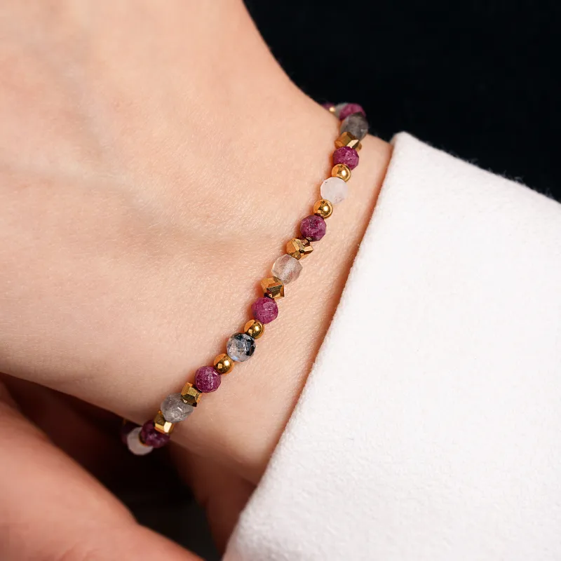 Rubin, Labradoryt, Kamień Księżycowy - bransoletka na radość, miłość, szczęście - Pocałunek Miłości