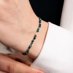 Sodalit, Kamień Księżycowy, Malachit - bransoletka na sznurku na szczęście, duchowość, koncentrację - Oaza Szczęścia