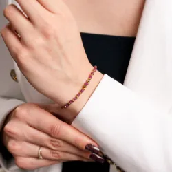 Rubin, Hematyt - srebrna pozłacana bransoletka na nogę na radość, miłość, szczęście - Pocałunek Miłości