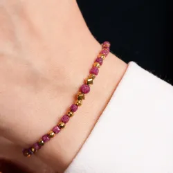 Rubin, Hematyt - srebrna pozłacana bransoletka na nogę na radość, miłość, szczęście - Pocałunek Miłości