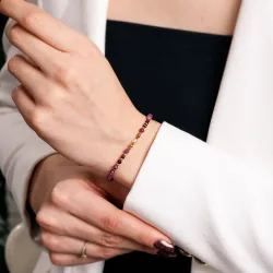 Rubin, Granat, Hematyt - srebrna pozłacana bransoletka na miłość, siłę, spokój - Pocałunek Miłości