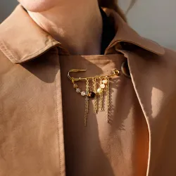 Cytryn, Tygrysie Oko, Hematyt - broszka na sukces, szczęście, bogactwo - Noa