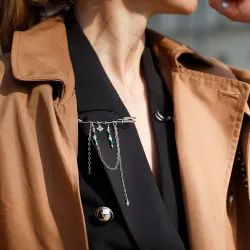 Malachit, Labradoryt, Hematyt - broszka na odwagę, siłę, spokój - Noa