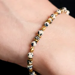 Jaspis, Hematyt - srebrna pozłacana bransoletka na zdrowie, odwagę, spokój - Refleksja Zdrowia