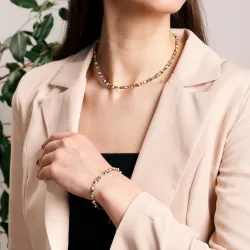 Komplet biżuterii srebro pozłacane bransoletka i naszyjnik - Refleksja Zdrowia