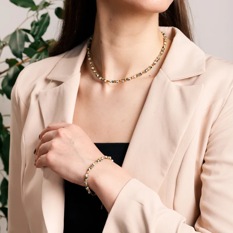 Komplet biżuterii srebro pozłacane bransoletka i naszyjnik - Refleksja Zdrowia