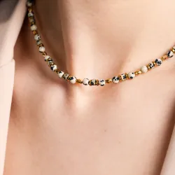 Komplet biżuterii srebro pozłacane bransoletka i naszyjnik - Refleksja Zdrowia