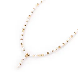 Perła, Cytryn, Hematyt - srebro pozłacane naszyjnik na harmonię, uzdrawianie, spokój - Perłowy Sen