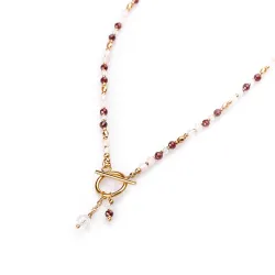 Kryształ Górski, Granat, Kwarc Różowy, Hematyt - naszyjniki na intuicję, sukces, uzdrowienie - Noa