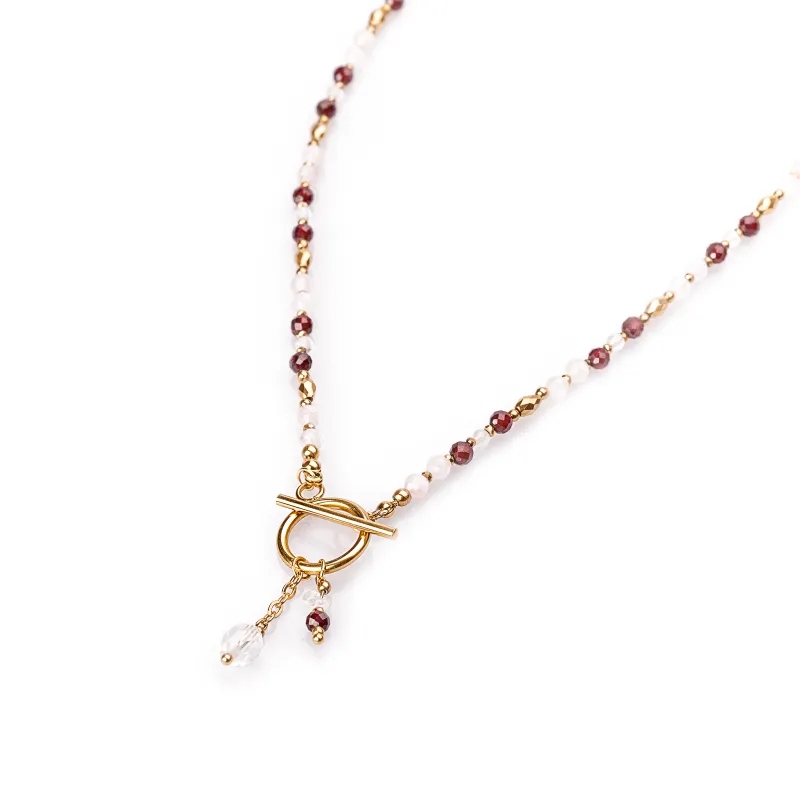 Kryształ Górski, Granat, Kwarc Różowy, Hematyt - naszyjniki na intuicję, sukces, uzdrowienie - Noa