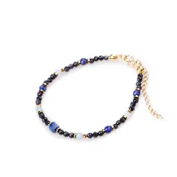 Noc Kairu, Akwamaryn, Lapis Lazuli - srebrna pozłacana bransoletka na harmonię, uzdrowienie, spokój - Magiczna Noc