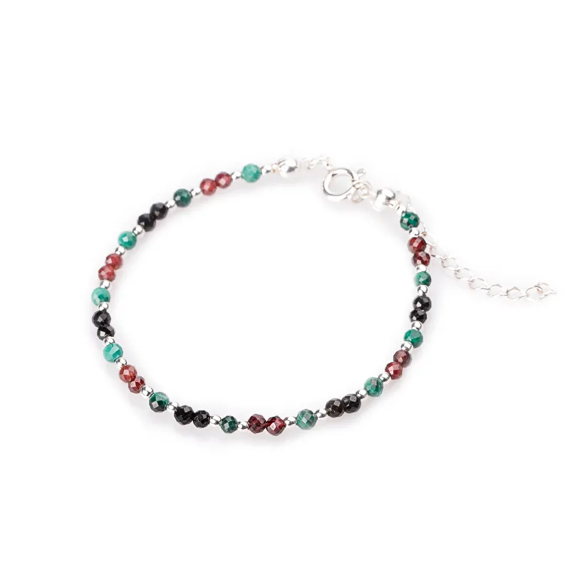 Srebrna bransoletka Granat, Malachit — na miłość | Taliz