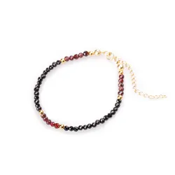 Spinel, Granat - srebrna pozłacana bransoletka na zdrowie, miłość, kreatywność - Pocałunek Miłości