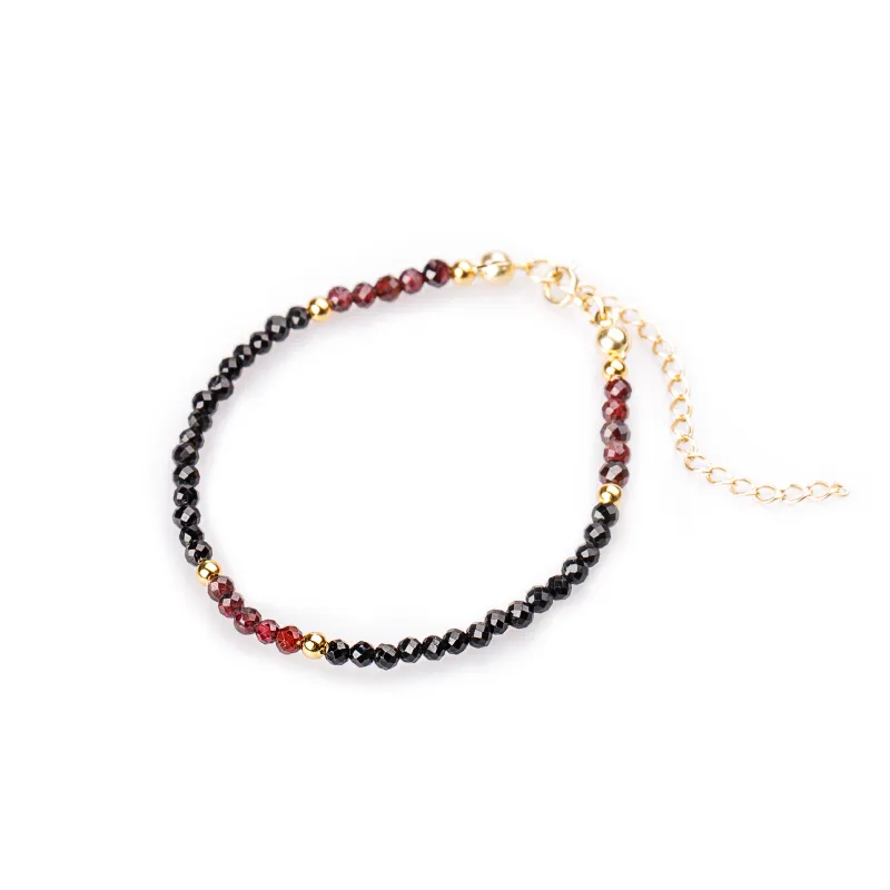 Spinel, Granat - srebrna pozłacana bransoletka na zdrowie, miłość, kreatywność - Pocałunek Miłości