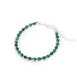 Malachit, Piryt - srebrna bransoletka na bogactwo, siłę, kreatywność - Światło Spokoju