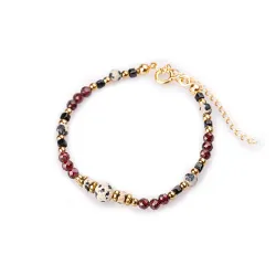 Granat, Jaspis, Turmalin - srebrna pozłacana bransoletka na zdrowie, miłość, kreatywność - Pocałunek Miłości