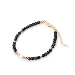 Perła, Turmalin, Hematyt - srebrna pozłacana bransoletka na zdrowie, odwagę, harmonię - Skarby Oceanu