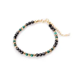 Spinel, Malachit, Hematyt - srebrna pozłacana bransoletka na zdrowie, uzdrowienie, intuicję - Światło Spokoju