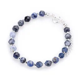 Sodalit, Hematyt - srebrna bransoletka na szczęście, duchowość, koncentrację - Duchowe Przebudzenie