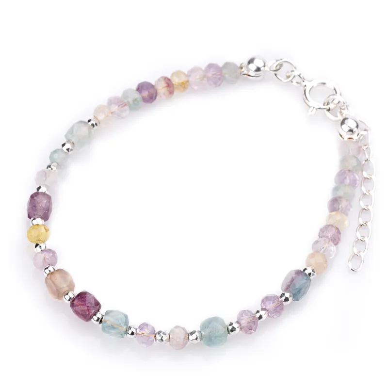 Fluoryt, Hematyt - srebrna bransoletka na kreatywność, koncentrację, intuicję - Oaza Szczęścia