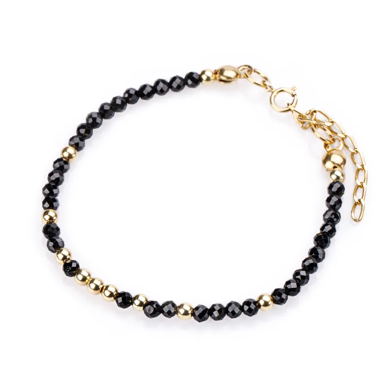 Spinel - srebrna pozłacana bransoletka na ochronę, bogactwo, koncentrację - Leonidy