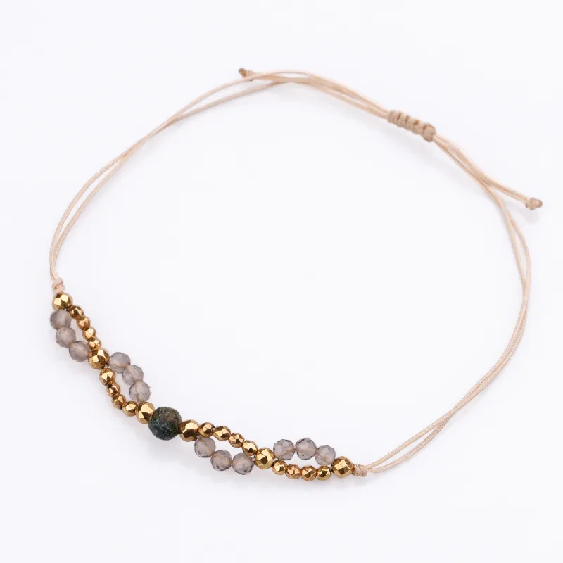 Kwarc Dymny, Turkus, Hematyt - bransoletka na sznurku na siłę, uzdrawianie, kreatywność - Duchowe Przebudzenie