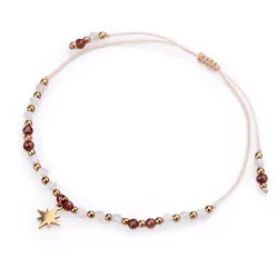 Kryształ Górski, Granat Hematyt - bransoletka na sznurku na harmonię, uzdrowienie, spokój - Wewnętrzna Ochrona