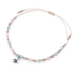 Kryształ Górski, Kamień Słoneczny, Kocie Oko - bransoletka na sznurku na zdrowie, duchowość, uzdrowienie - Wewnętrzna Ochrona