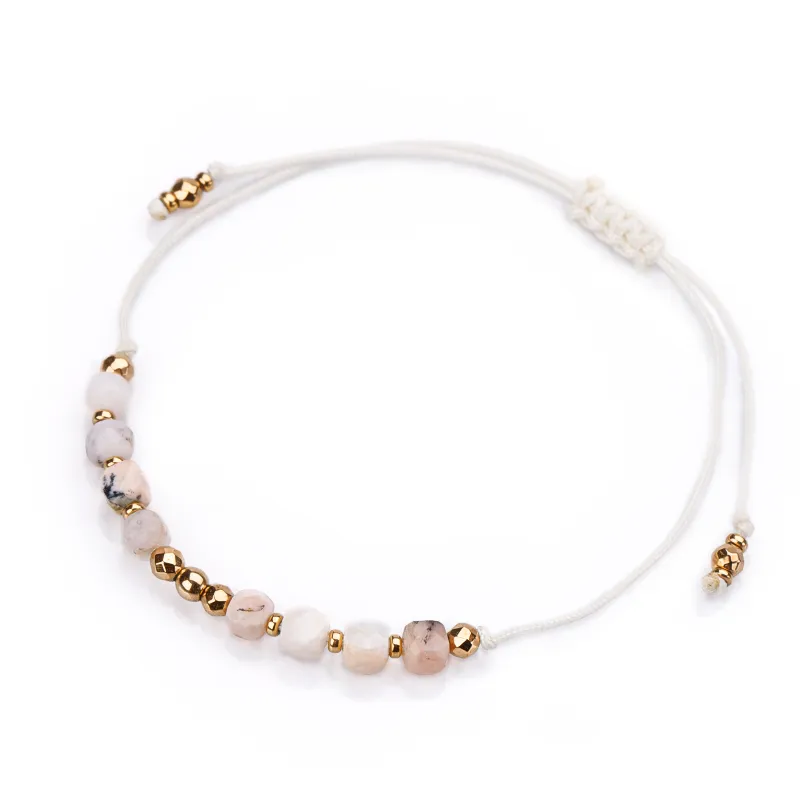 Opal, Hematyt - bransoletka na sznurku na kreatywność, harmonię, miłość - Pocałunek Miłości