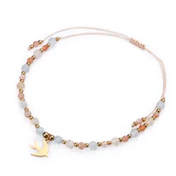 Kamień Słoneczny, Cytryn, Akwamaryn - bransoletka na sznurku na radość, szczęście, sukces - Energia Sukcesu