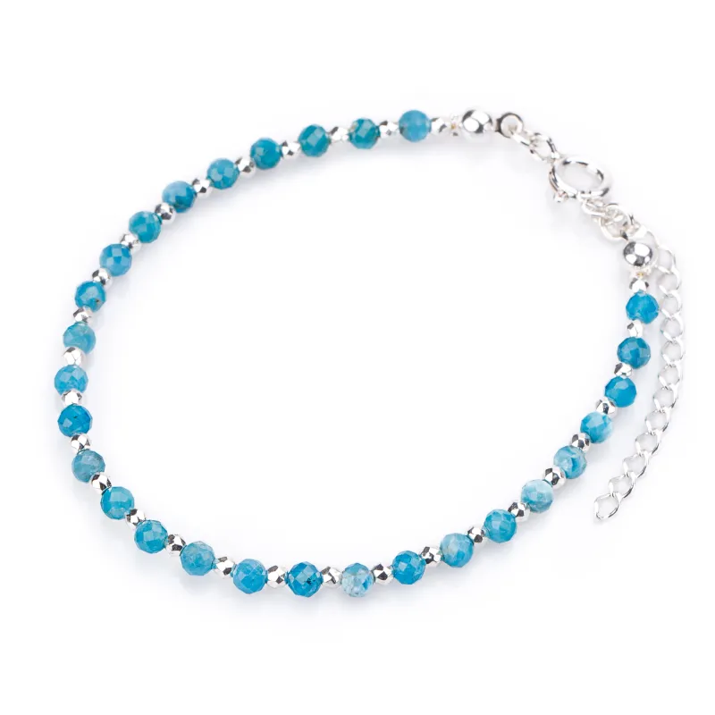 Apatyt, Hematyt - srebrna bransoletka na kreatywność, harmonię, uzdrowienie - Skarby Oceanu