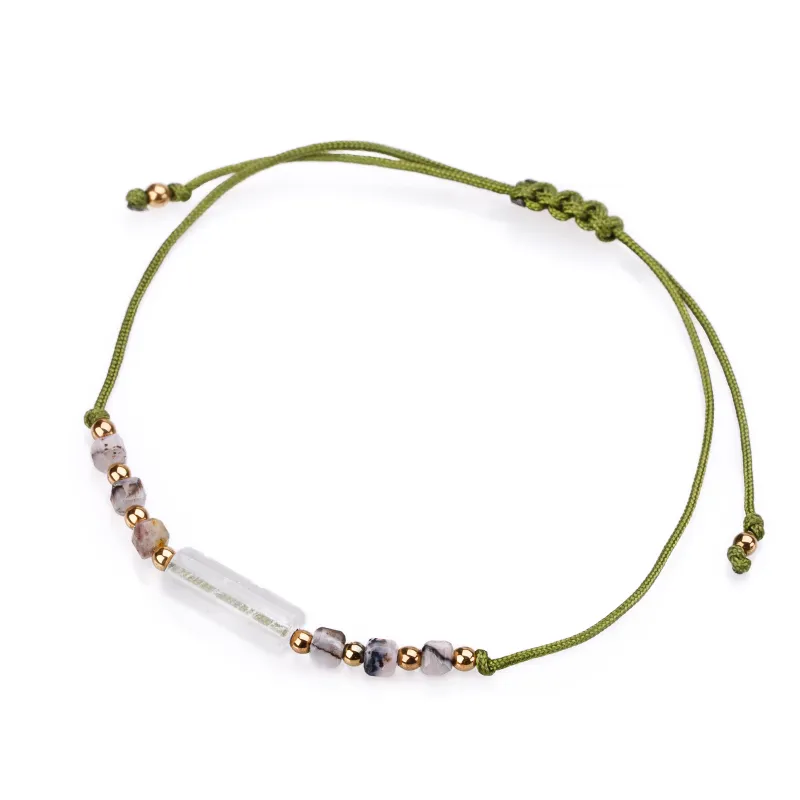 Opal, Kryształ Górski - bransoletka na sznurku na kreatywność, harmonię, miłość - Światło Spokoju