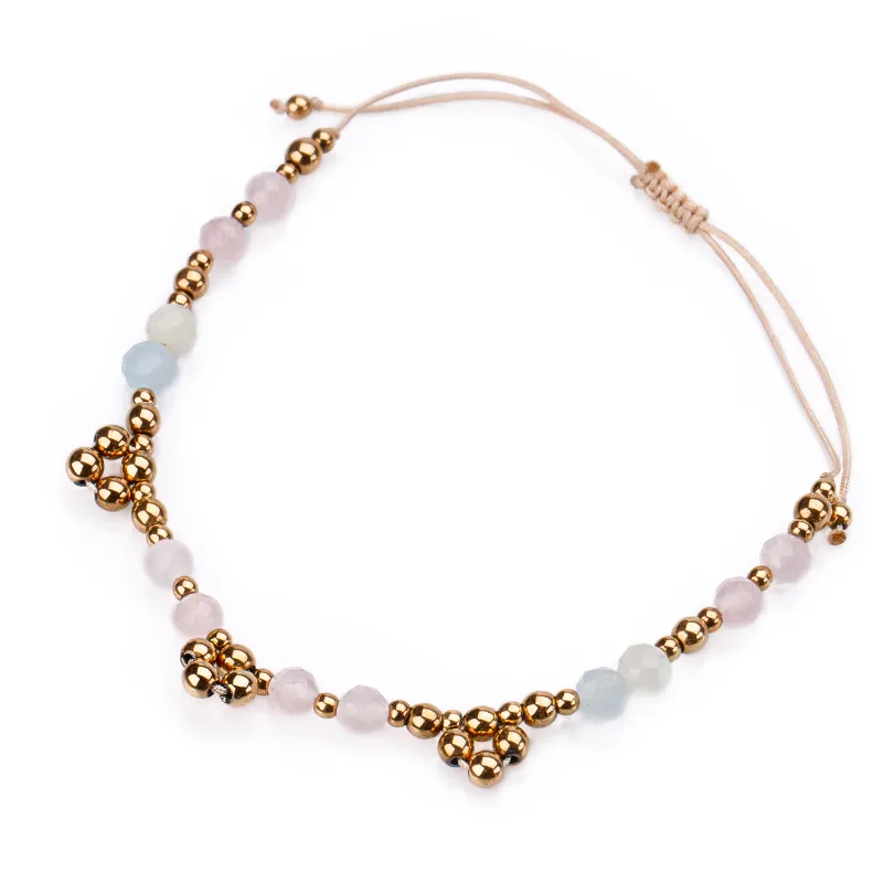 Morganit, Hematyt - bransoletka na sznurku na miłość, radość, harmonię - Pocałunek Miłości