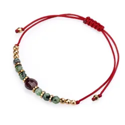Zoisyt, Granat, Hematyt - bransoletka na sznurku na uzdrowienie, zdrowie, harmonię - Refleksja Zdrowia