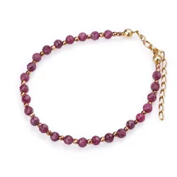 Rubin, Hematyt - srebrna pozłacana bransoletka na radość, miłość, szczęście - Pocałunek Miłości