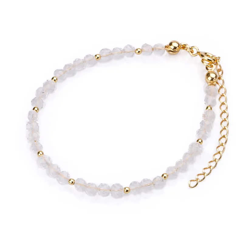 Kryształ Górski - srebrna pozłacana bransoletka na harmonię, uzdrowienie, spokój - Wewnętrzna Ochrona