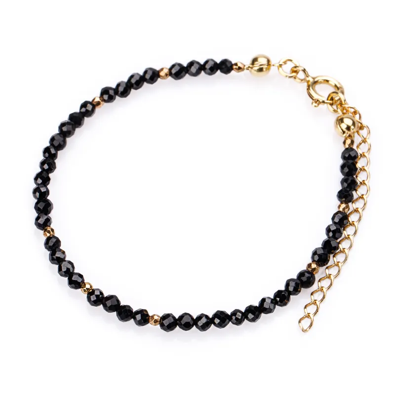 Spinel, Hematyt - srebrna pozłacana bransoletka na ochronę, bogactwo, koncentrację - Wewnętrzna Ochrona