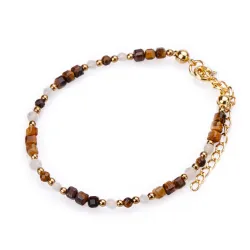 Cytryn, Tygrysie Oko, Hematyt - srebrna pozłacana bransoletka na sukces, szczęście, bogactwo - Symfonia Bogactwa