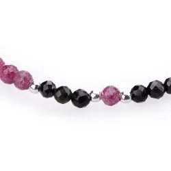 Turmalin, Rubin - srebrna bransoletka na ochronę, bogactwo, uzdrowienie - Wewnętrzna Ochrona